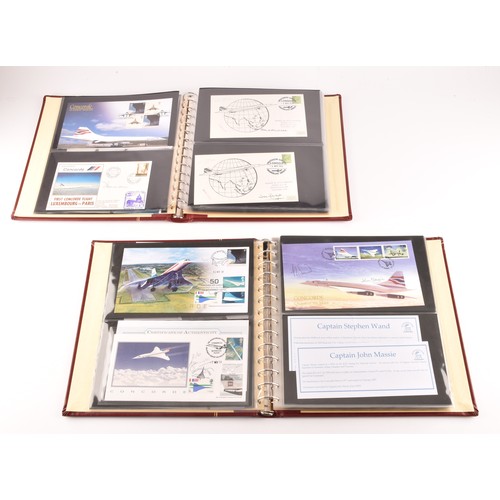 339 - A collection of Concorde first day covers in two albums, many featuring signatures of the pilots, Ca... 