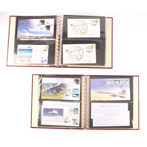 339 - A collection of Concorde first day covers in two albums, many featuring signatures of the pilots, Ca... 