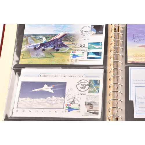 339 - A collection of Concorde first day covers in two albums, many featuring signatures of the pilots, Ca... 