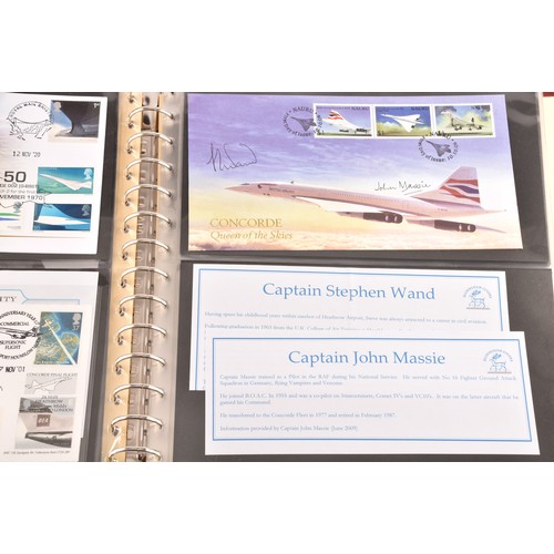 339 - A collection of Concorde first day covers in two albums, many featuring signatures of the pilots, Ca... 