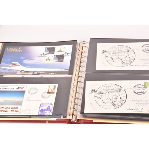 339 - A collection of Concorde first day covers in two albums, many featuring signatures of the pilots, Ca... 