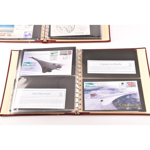 339 - A collection of Concorde first day covers in two albums, many featuring signatures of the pilots, Ca... 