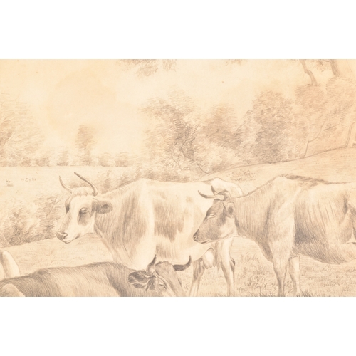 43 - 'Hill View House Hampstead Heath 1857', unknown artist, pencil sketch depicting a rural scene of cat... 