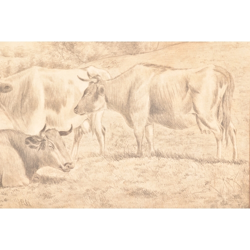 43 - 'Hill View House Hampstead Heath 1857', unknown artist, pencil sketch depicting a rural scene of cat... 