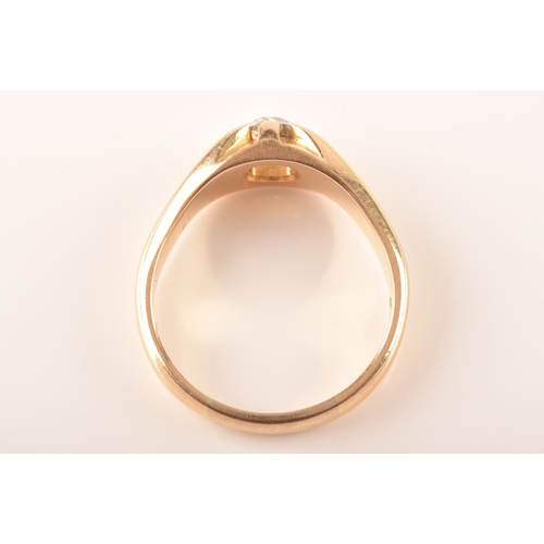 103 - A 18ct yellow gold belcher ring set to centre with a round old cut diamond with an approximate weigh... 