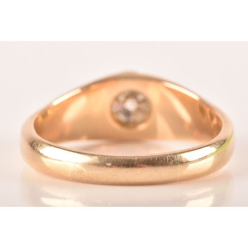 103 - A 18ct yellow gold belcher ring set to centre with a round old cut diamond with an approximate weigh... 