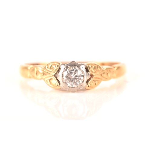 105 - 18ct gold and platinum diamond solitaire, set to centre with a round brilliant cut diamond with a ap... 