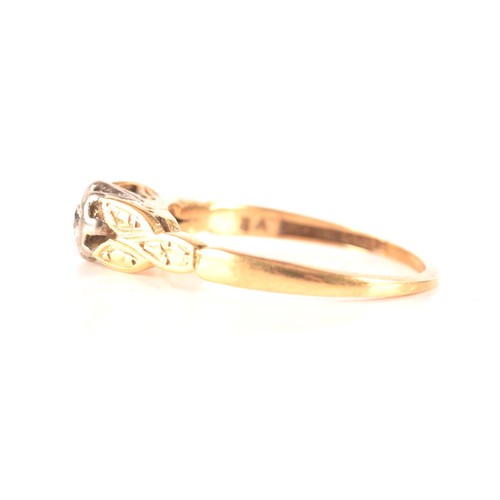 105 - 18ct gold and platinum diamond solitaire, set to centre with a round brilliant cut diamond with a ap... 