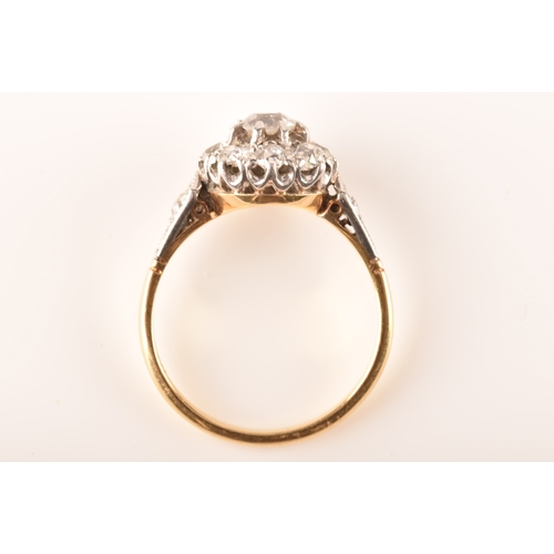 84 - An Edwardian 18ct yellow gold and platinum diamond coronet cluster, set to centre with an old mine d... 