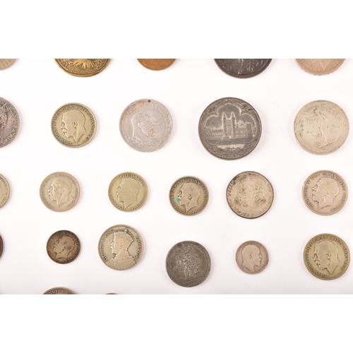 144 - A collection of pre 1947 circulated silver coins, including a Victoria 1900 half crown, 1917 and 191... 