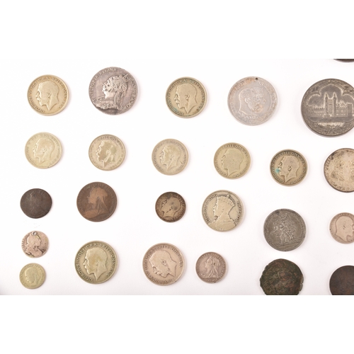 144 - A collection of pre 1947 circulated silver coins, including a Victoria 1900 half crown, 1917 and 191... 