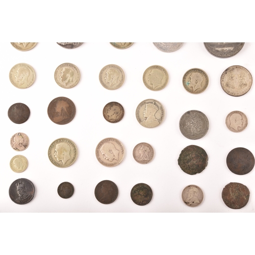 144 - A collection of pre 1947 circulated silver coins, including a Victoria 1900 half crown, 1917 and 191... 