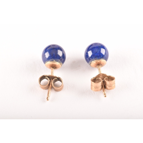 116 - A pair of 9ct yellow gold blue stone studs, a pair of 14ct yellow gold turquoise drop earrings, alon... 