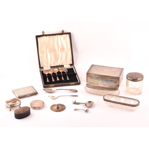 169 - A collection of silver items of various dates and maker's, including a small salt dish, a cigarette ... 