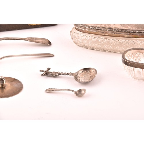 169 - A collection of silver items of various dates and maker's, including a small salt dish, a cigarette ... 