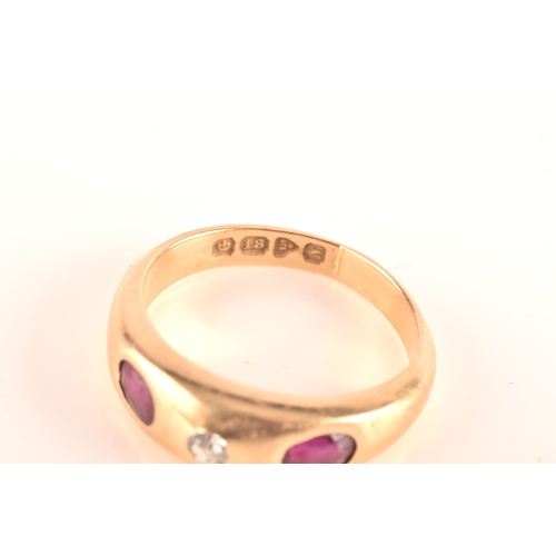 119 - An 18ct yellow gold gypsy ring, set to centre with a round old cut diamond with an approximate weigh... 