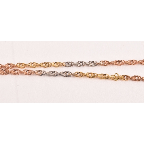 123 - A 18ct gold tri-colour chain, together with a large collection of costume jewellery, including vario... 