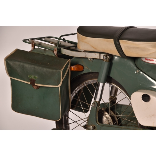 311 - A 1965 Honda C50 50cc moped, registration: EMO 61C, in green, with windshield and rear rack with pan... 