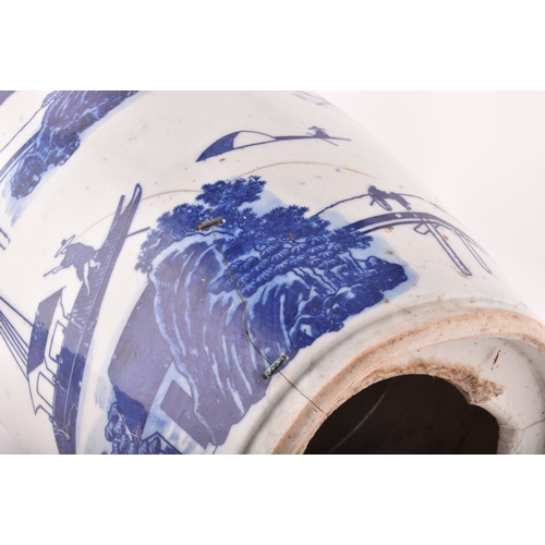 266 - A 19th century Chinese blue and white porcelain vase, decorated with a mountainous landscape scene a... 