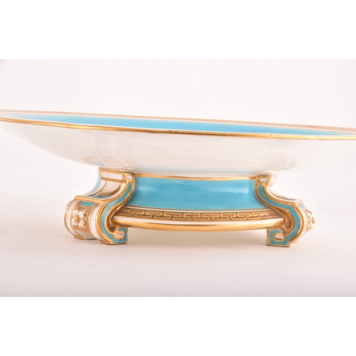 267 - A Minton Footed Cake Plate and tazza, with Earl's Coronet and initials S. M, under a turquoise ad ac... 