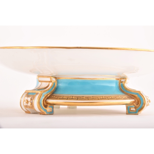 267 - A Minton Footed Cake Plate and tazza, with Earl's Coronet and initials S. M, under a turquoise ad ac... 