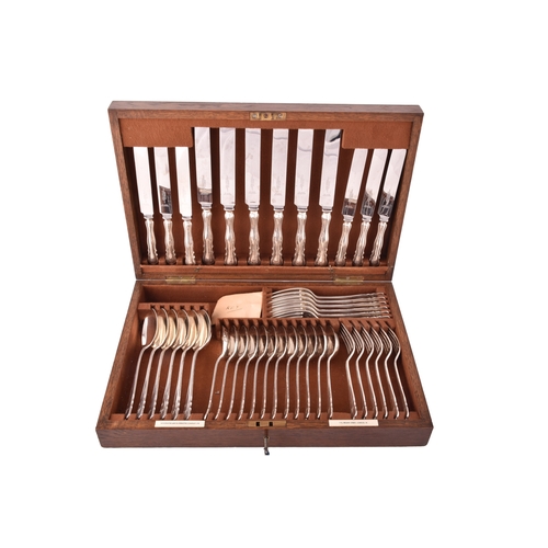 194 - A Goldsmiths and Silversmiths Company Ltd fourty-two piece boxed cutlery set, including silver spoon... 