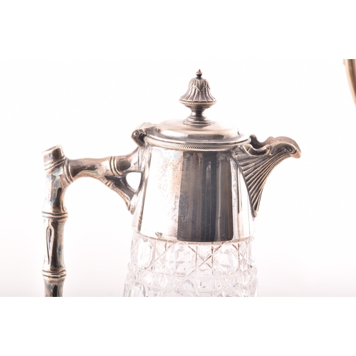 195 - A silver topped claret jug, hallmarked for Birmingham 1919 by John Grinsell & Sons, along with a... 