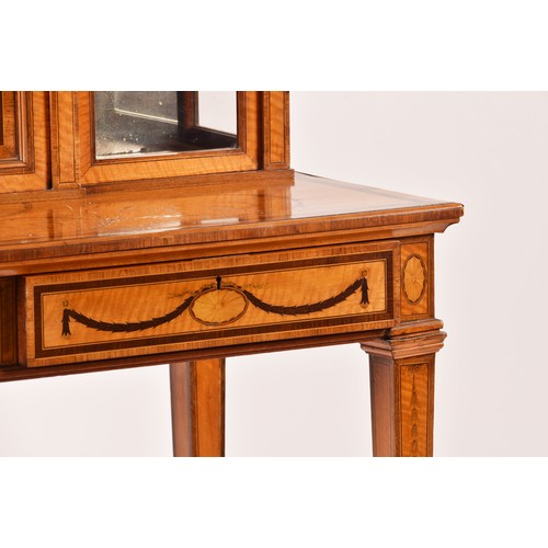 272 - Edwards and Roberts. A fine Edwardian satinwood inlaid desk / side cabinet, the galleried top over a... 