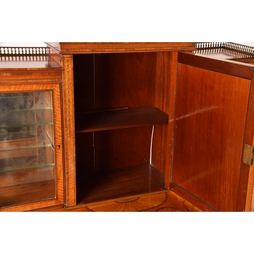 272 - Edwards and Roberts. A fine Edwardian satinwood inlaid desk / side cabinet, the galleried top over a... 