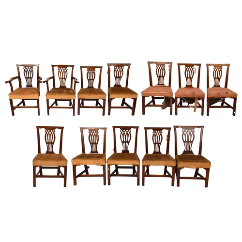 298 - A matched set of 12 Irish George III mahogany dining chairs circa 1760-1780, comprising two armchair... 