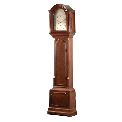 345 - A George III mahogany long case clock by James Wild of Soho, London. The arched top case with reeded... 