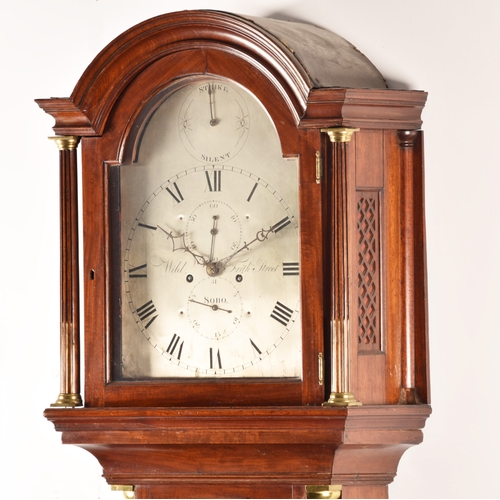 345 - A George III mahogany long case clock by James Wild of Soho, London. The arched top case with reeded... 