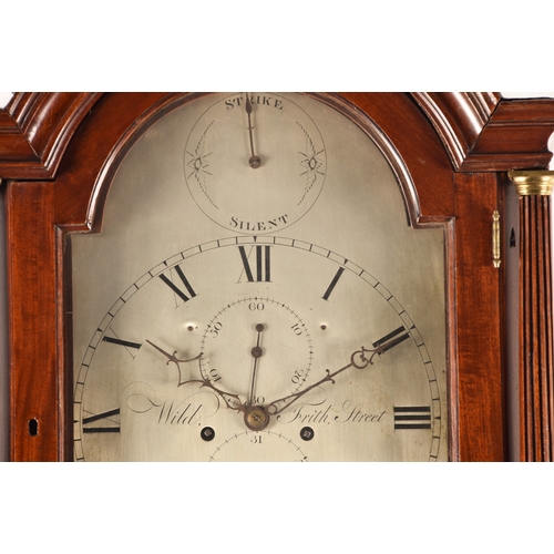 345 - A George III mahogany long case clock by James Wild of Soho, London. The arched top case with reeded... 