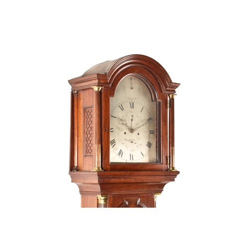 345 - A George III mahogany long case clock by James Wild of Soho, London. The arched top case with reeded... 