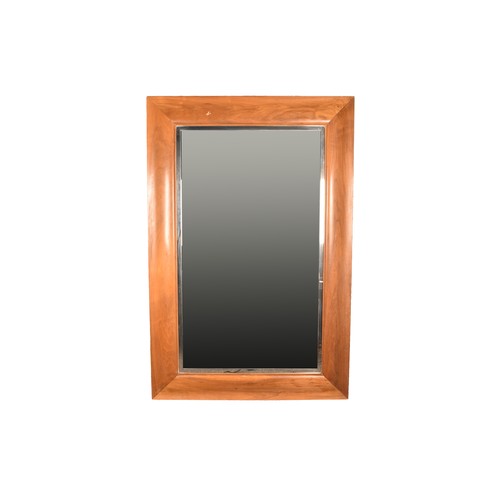 303 - A very large American Walnut framed wall mirror, with bevelled mirror plate, and nickel inlaid borde... 