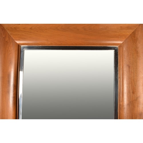 305 - A large American Walnut framed wall mirror, with bevelled mirror plate, and nickel inlaid border, 18... 