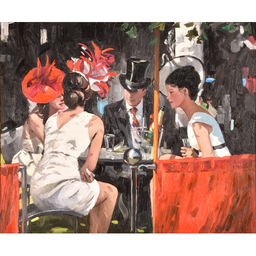 50 - Sherree Valentine-Daines (British, born 1956).Royal Ascot. A scene of racegoers, depicting a group o... 