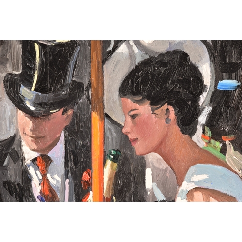 50 - Sherree Valentine-Daines (British, born 1956).Royal Ascot. A scene of racegoers, depicting a group o... 