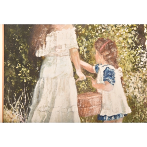 51 - S Matthews (20th century)A pair of oil paintings, both depicting a woman and child in a flower fille... 