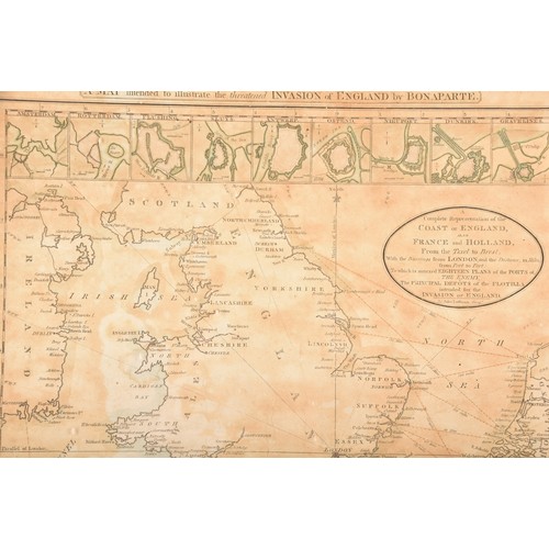 82 - A framed map of the Threatened Invasion of England by Napoleon Bonaparte, by John Luffman, a complet... 