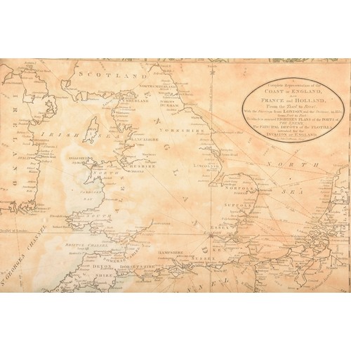 82 - A framed map of the Threatened Invasion of England by Napoleon Bonaparte, by John Luffman, a complet... 