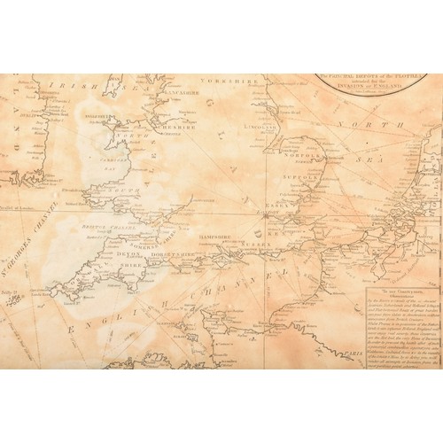 82 - A framed map of the Threatened Invasion of England by Napoleon Bonaparte, by John Luffman, a complet... 