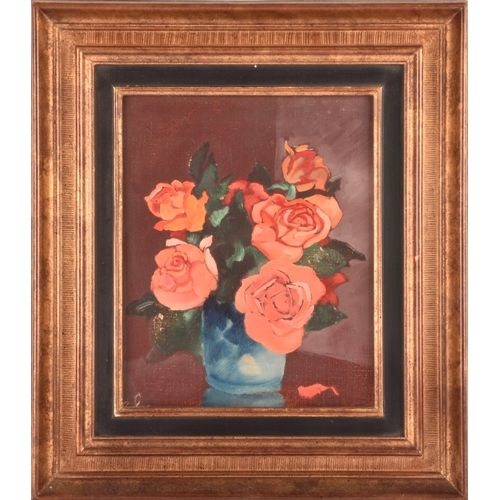 53 - Emmanuel Lamotte (French, 1916-1998)A still life of pink roses, indistinct signature to lower left, ... 