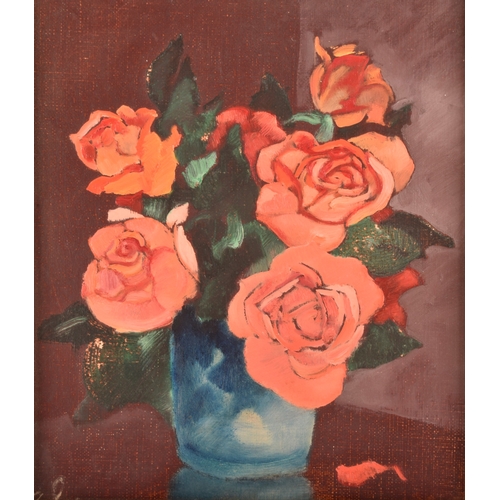 53 - Emmanuel Lamotte (French, 1916-1998)A still life of pink roses, indistinct signature to lower left, ... 