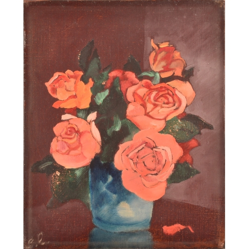 53 - Emmanuel Lamotte (French, 1916-1998)A still life of pink roses, indistinct signature to lower left, ... 