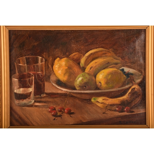 57 - Ruth Latter (British, 1869-1949)A pair of still lives of fruit and vegetables, oil on canvas, signed... 