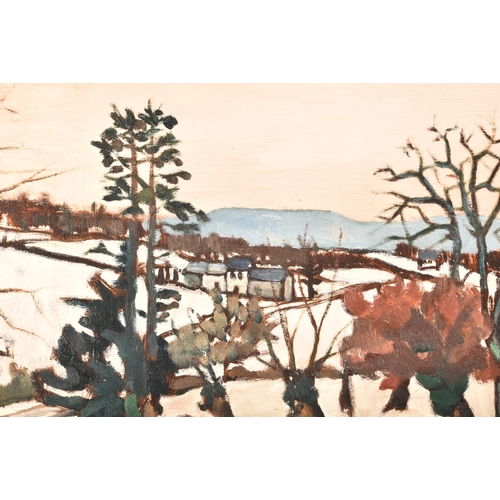 61 - Emmanuel Lamotte (French, 1916-1998). A rural winter landscape, fields submerged in snow, bare trees... 