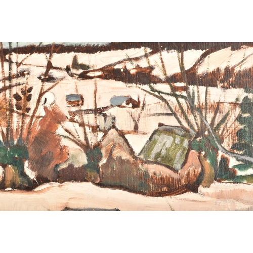 61 - Emmanuel Lamotte (French, 1916-1998). A rural winter landscape, fields submerged in snow, bare trees... 