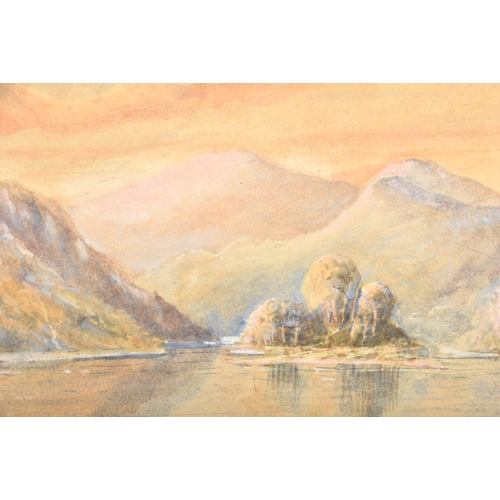 26 - Continental SchoolA large watercolour depicting a woman strolling through a scenic mountainous lands... 