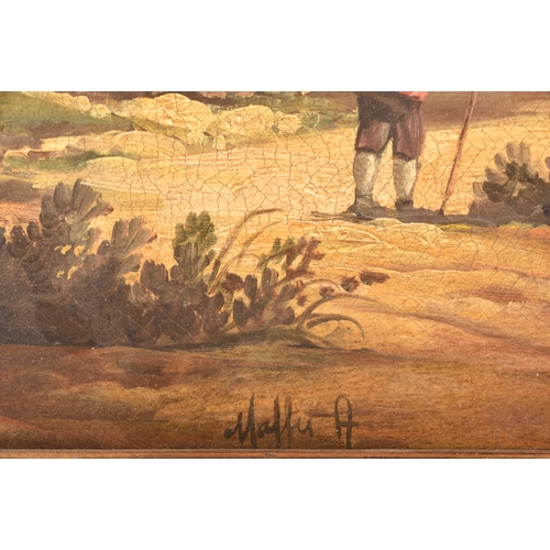 63 - Untitled, oil painting on canvas depicting a male figure exploring a woodland area by the coast, ind... 